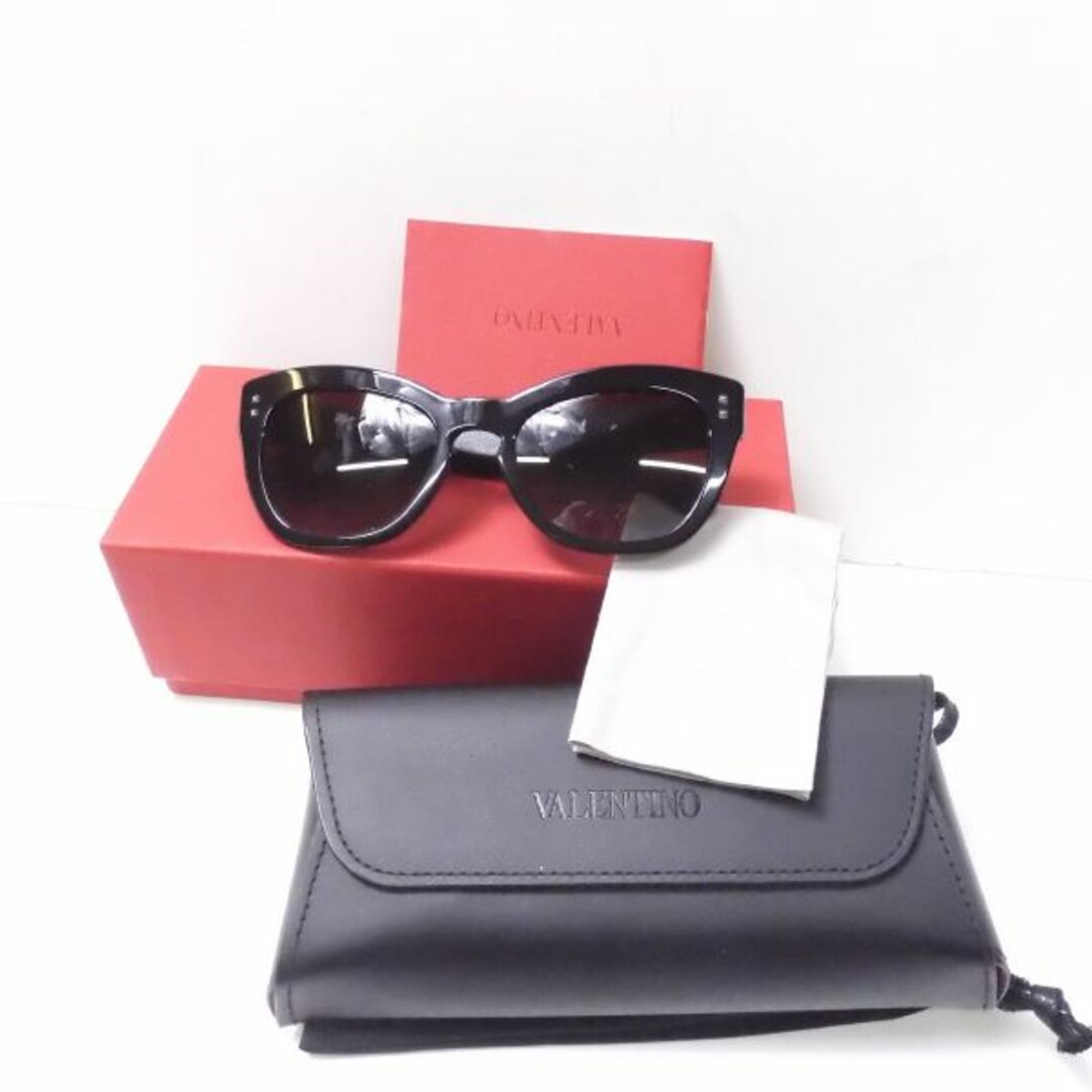 美品 VALENTINO ヴァレンティノ VA 4037-A 5001/8G サングラス 1点 ブラック 53□20 140 アイウェア 眼鏡 メガネ レディース AY3830C14cmつる