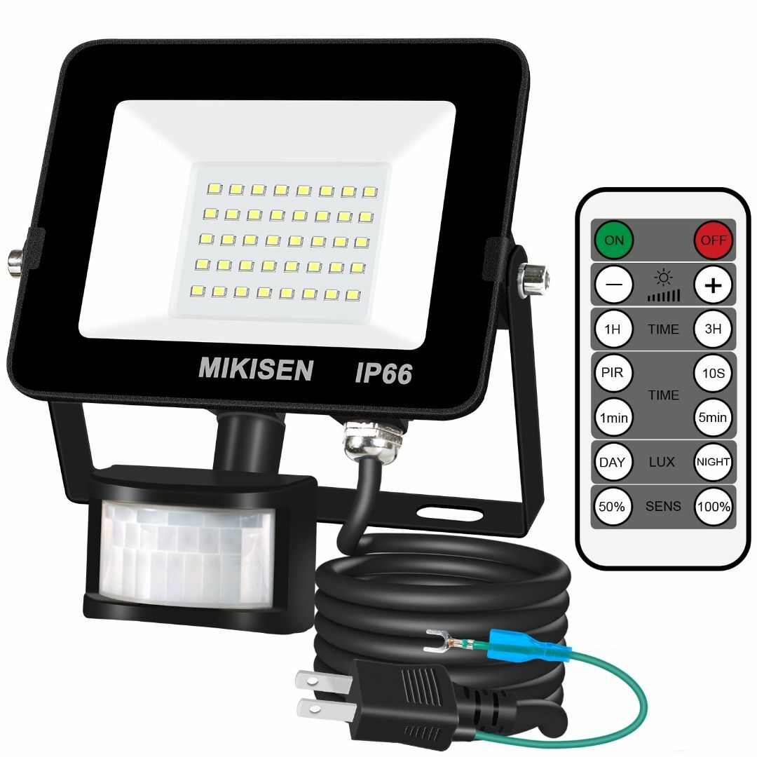 MIKISEN LED センサーライト 投光器 30W 10段階調光タイプ 昼白