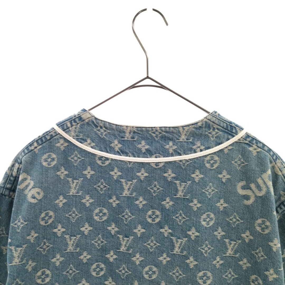 LOUIS VUITTON x Supreme Denim Baseball Shirt Blue Size XXS Auth ak158