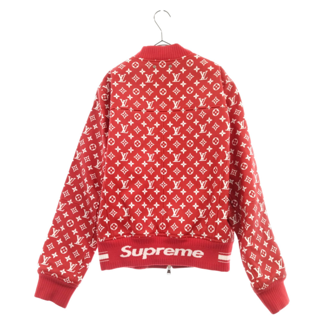 LOUIS VUITTON ルイヴィトン 17AW×SUPREME LV Leather Baseball Jacket HDL90ED0S シュプリーム モノグラム レザーボンバージャケット レッド