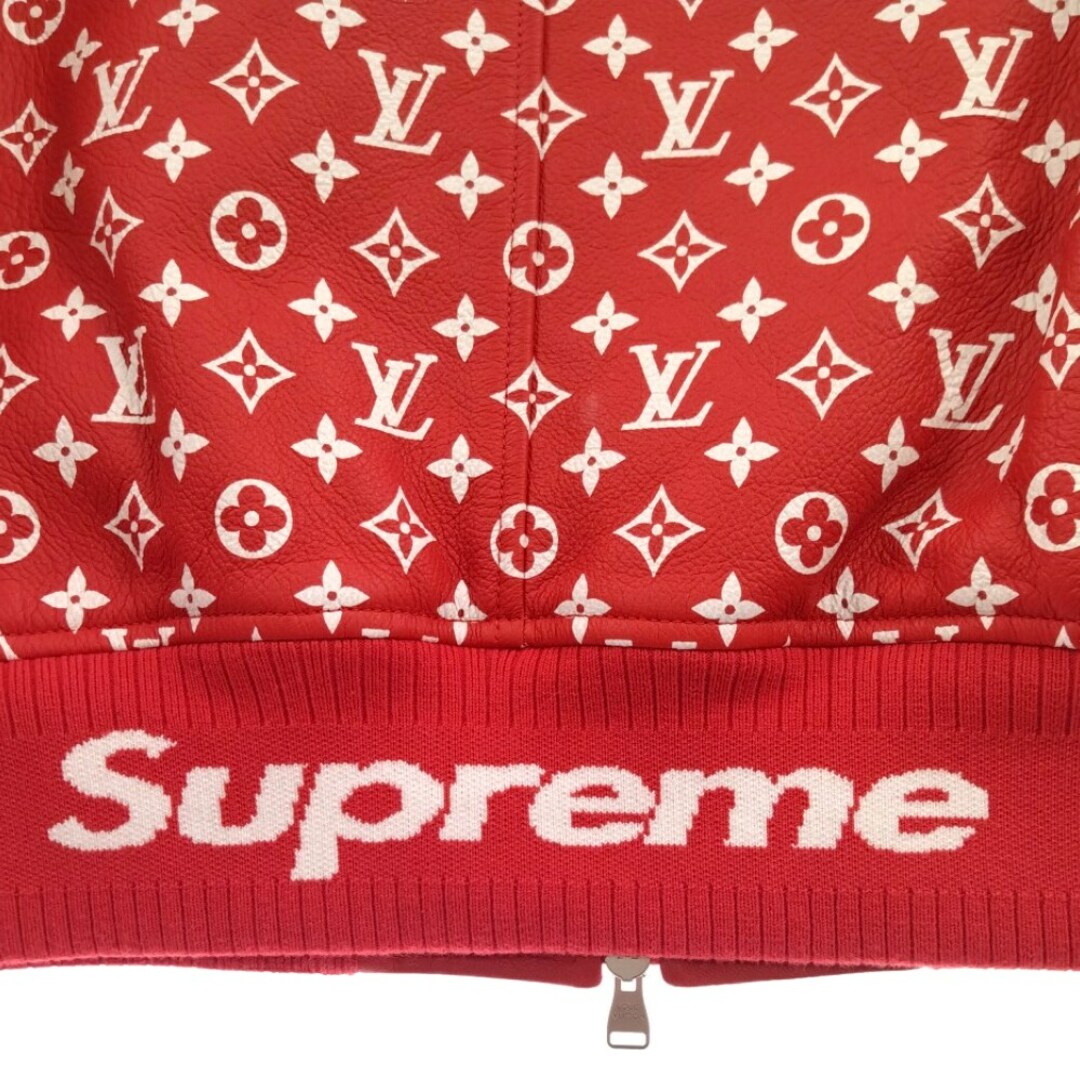 LOUIS VUITTON ルイヴィトン 17AW×SUPREME LV Leather Baseball Jacket HDL90ED0S シュプリーム モノグラム レザーボンバージャケット レッド