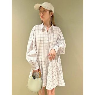 アンドクチュール(And Couture)のSNIDEL ヘムボリュームシャツチュニックワンピース新品タグ付(ミニワンピース)