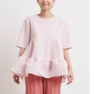 💗yori💗38完売サイズ🔥フクレティアードブラウス　大人気ピンク(シャツ/ブラウス(半袖/袖なし))