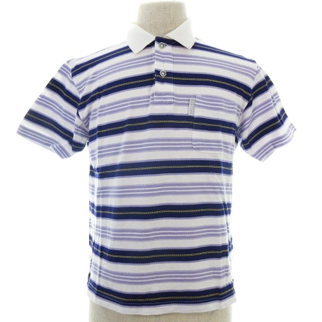 BARNEYS NEW YORK(バーニーズニューヨーク)のバーニーズニューヨーク シャツ ポロシャツ 半袖 ボーダー M 紫 白 トップス メンズのトップス(ポロシャツ)の商品写真