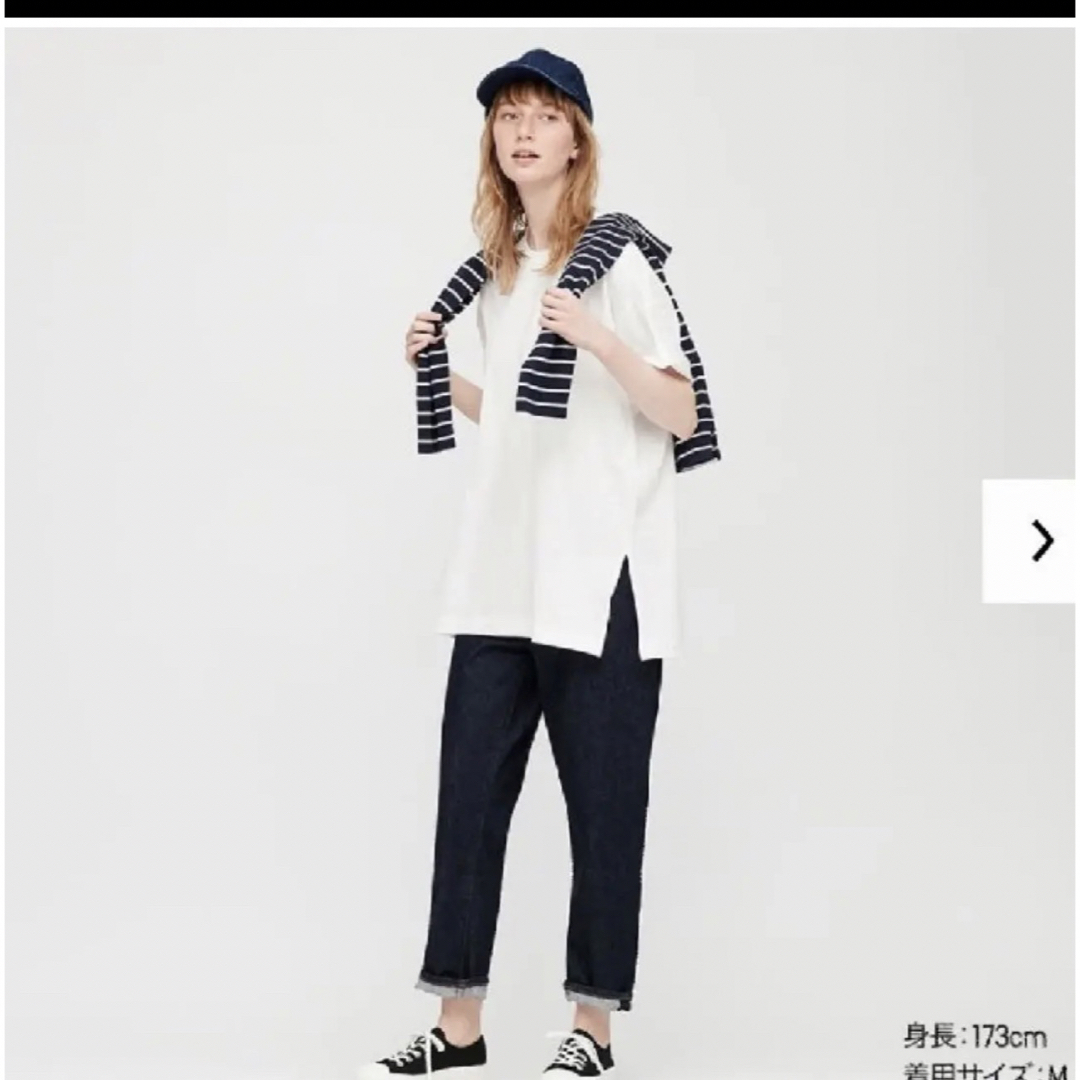 UNIQLO(ユニクロ)の〈未使用〉ユニクロ　コットンリラックススリットチュニック　半袖　Tシャツ　 レディースのトップス(Tシャツ(半袖/袖なし))の商品写真