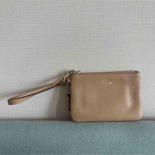 コーチ(COACH)のCOACH スモール リストレット シグネチャー ジャカード ポーチ　ベージュ(ポーチ)