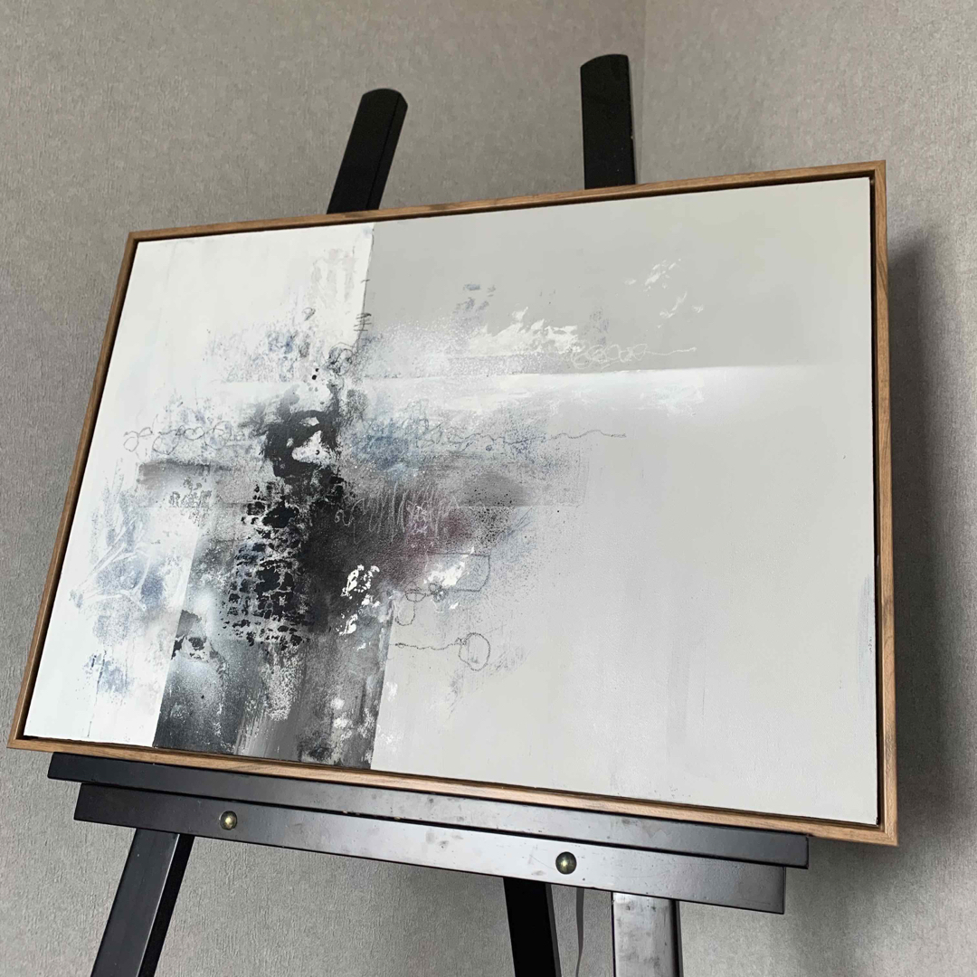現代アート 70×50㎝ フレーム付き モダン 絵画 抽象画 インテリア 手書き-