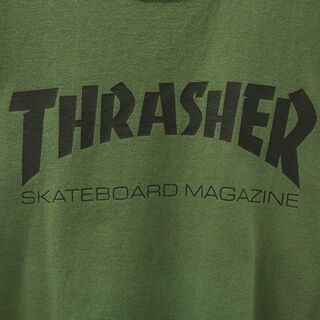 THRASHER - スラッシャー ロゴプリント 半袖 Tシャツ L カーキ