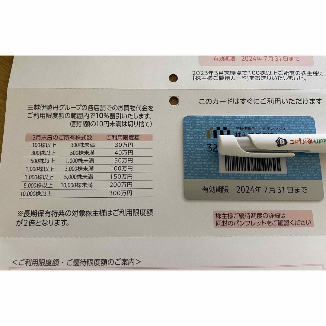 三越伊勢丹の株主優待カード　30万円まで チケットの優待券/割引券(ショッピング)の商品写真