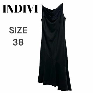 インディヴィ(INDIVI)の【SALE】ドレス　黒　ワンピース　ロング丈　ノースリーブ　結婚式　ブラック(ロングドレス)