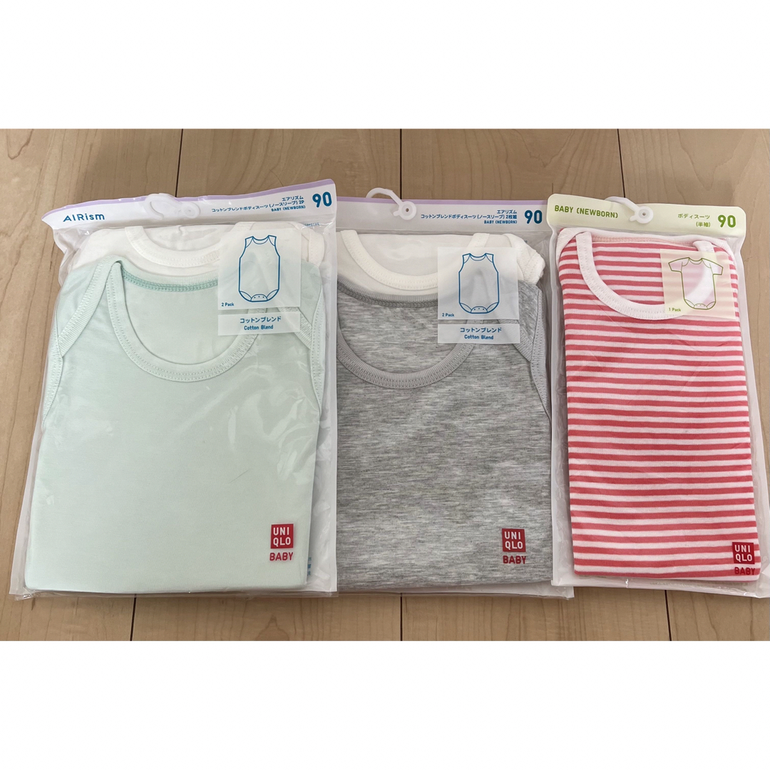 UNIQLO(ユニクロ)のユニクロ エアリズム コットンブレンドボディスーツ ノースリーブ 新品未使用☆ キッズ/ベビー/マタニティのキッズ服男の子用(90cm~)(下着)の商品写真