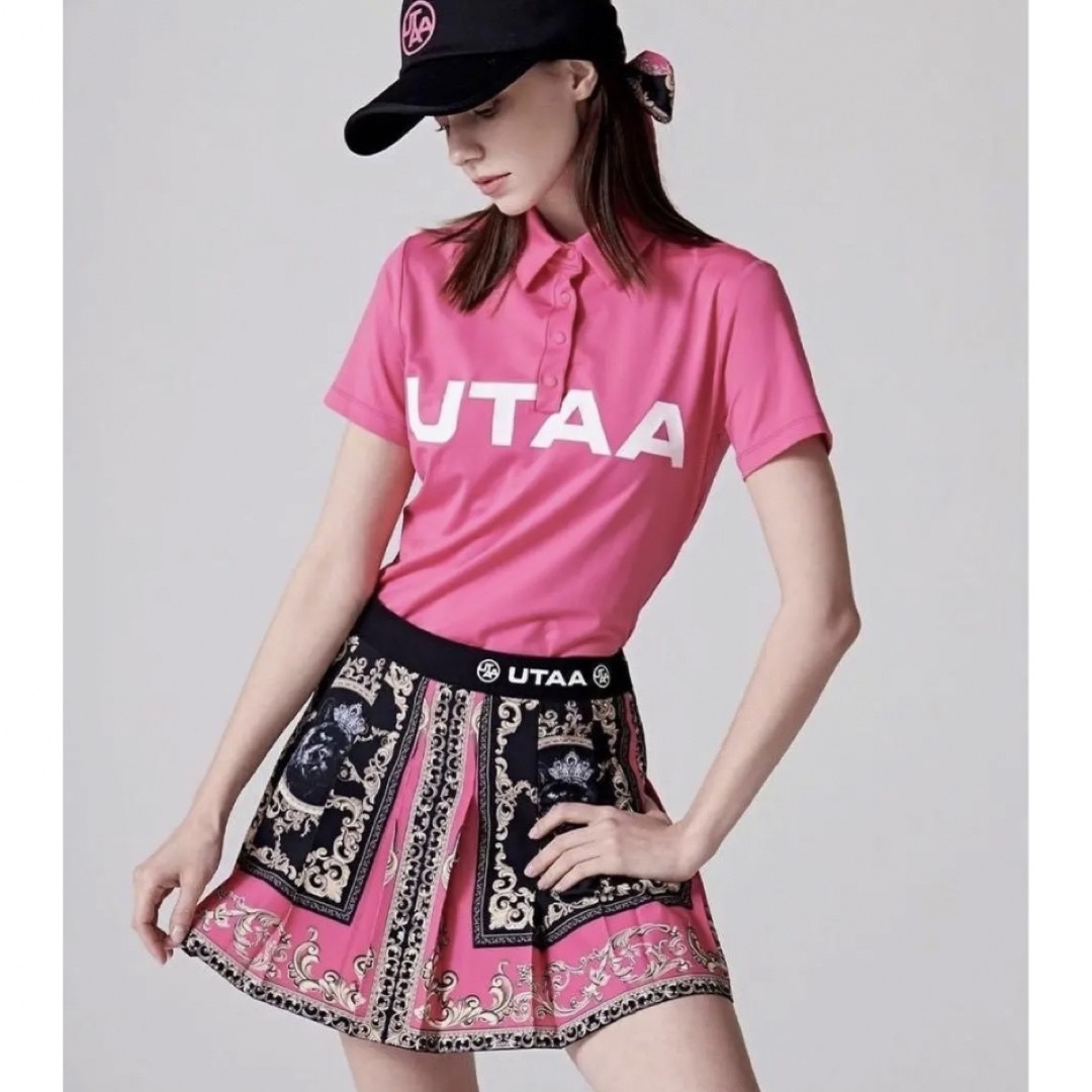 新品】UTAA♡ゴルフウェア トップス ポロシャツ 半袖♡ピンク 桃色 S