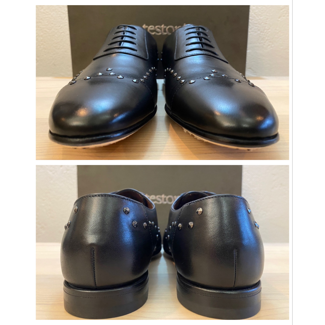 新品 a.testoni スタッズフルブローグ オックスフォードレザーシューズ