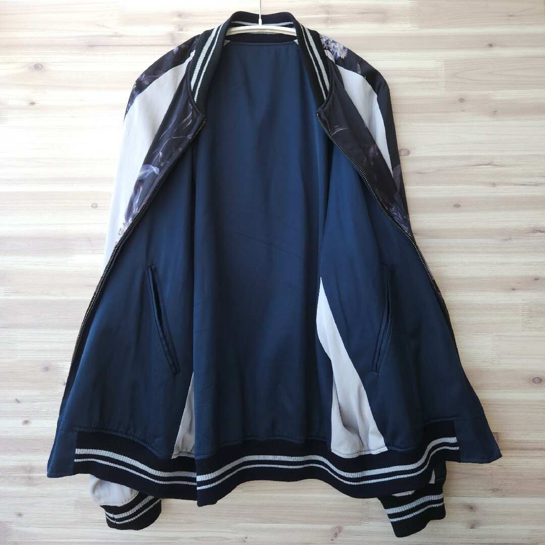 ネイビーシー 18ss Lad musician サテンリバーシブルブルゾン ブルー