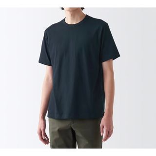 ムジルシリョウヒン(MUJI (無印良品))の【無印】天竺編みクルーネック半袖Ｔシャツ ダークネイビー XL(Tシャツ/カットソー(半袖/袖なし))