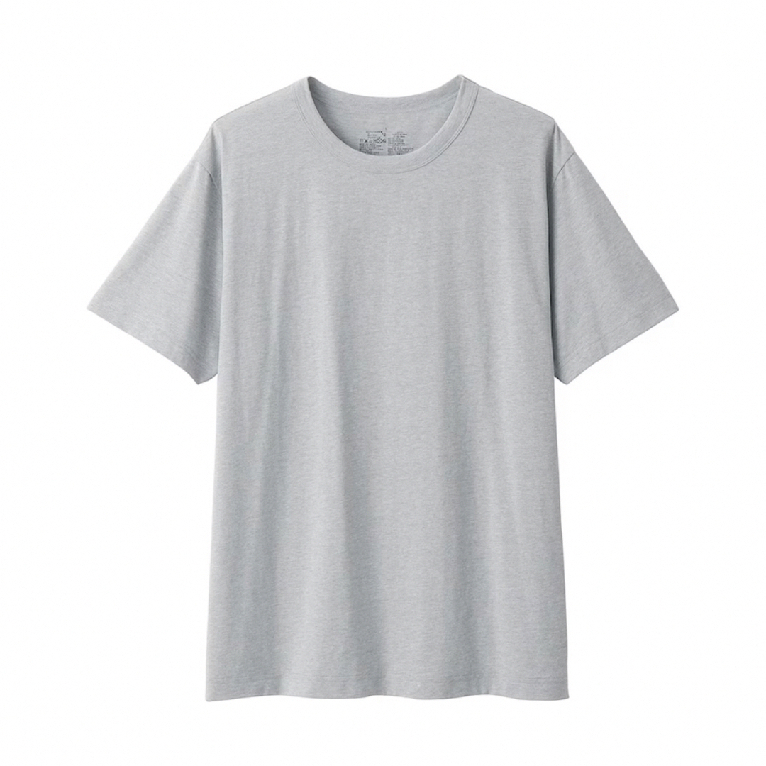 MUJI (無印良品)(ムジルシリョウヒン)の【無印】天竺編みクルーネック半袖Ｔシャツ グレー XL メンズのトップス(Tシャツ/カットソー(半袖/袖なし))の商品写真