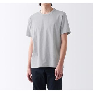 ムジルシリョウヒン(MUJI (無印良品))の【無印】天竺編みクルーネック半袖Ｔシャツ グレー XL(Tシャツ/カットソー(半袖/袖なし))