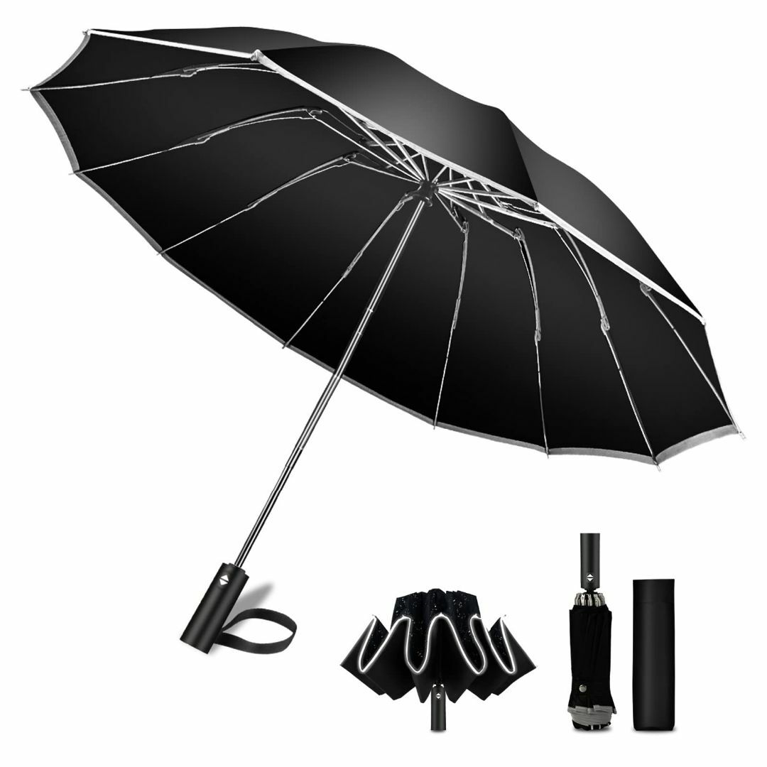 【色:ブラック_サイズ:Large】折り畳み傘 折りたたみ傘 おりたたみ傘 メン