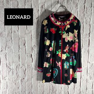 LEONARD - 極美品 LEONARD レオナール 花柄 人物 ブラック 華やかの