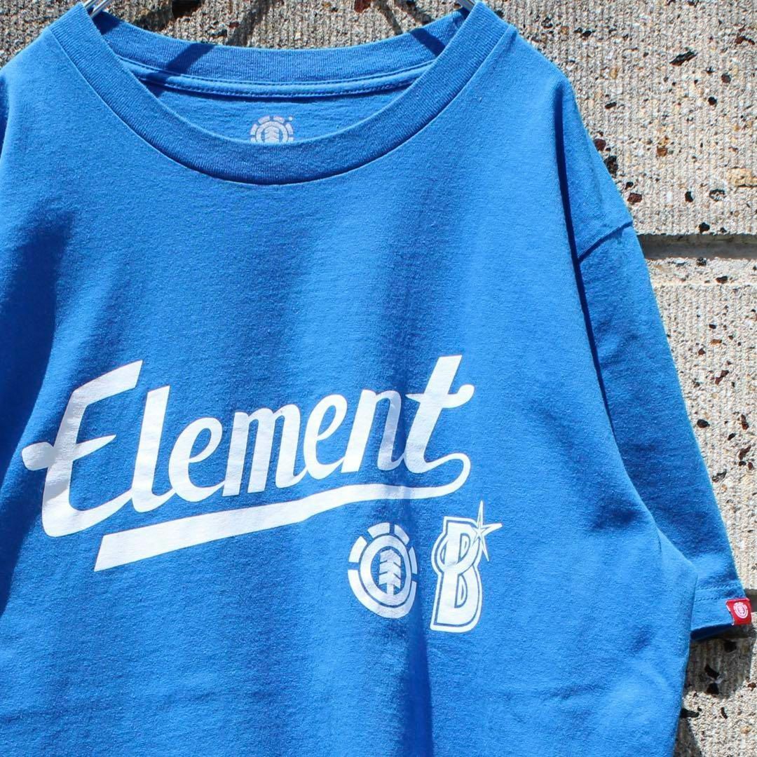 ELEMENT(エレメント)のelement × 横浜DeNAベイスターズ ロゴ 青 × 白 古着 Tシャツ メンズのトップス(Tシャツ/カットソー(半袖/袖なし))の商品写真