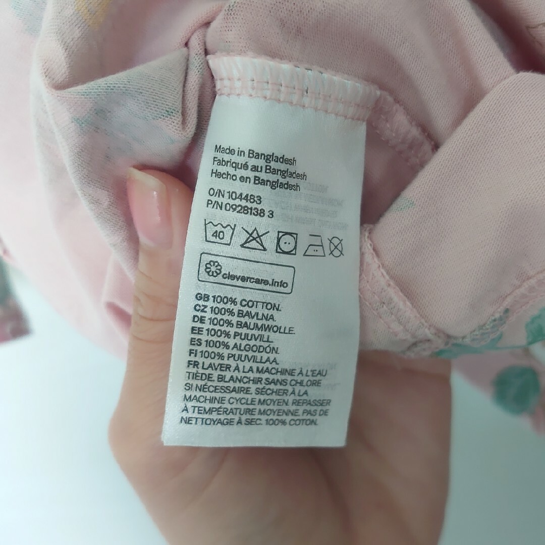 H&M(エイチアンドエム)の美品H&M花柄ワンピース長袖ピンク92表記90〜95サイズ キッズ/ベビー/マタニティのキッズ服女の子用(90cm~)(ワンピース)の商品写真