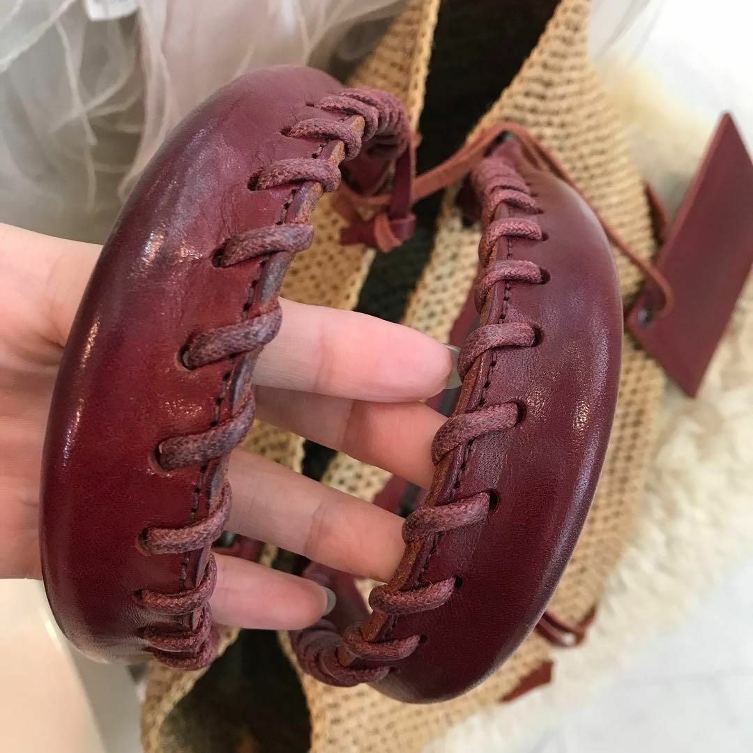 BALENCIAGA バレンシアガ ラフィア かごバッグ ミラー付き ハンド