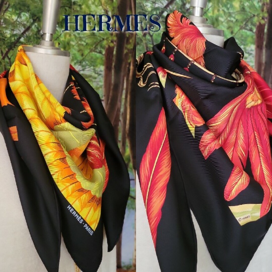 Hermes(エルメス)のレア　稀少　HERMES　エルメス　シルク　スカーフ　カレー　90 レディースのファッション小物(バンダナ/スカーフ)の商品写真