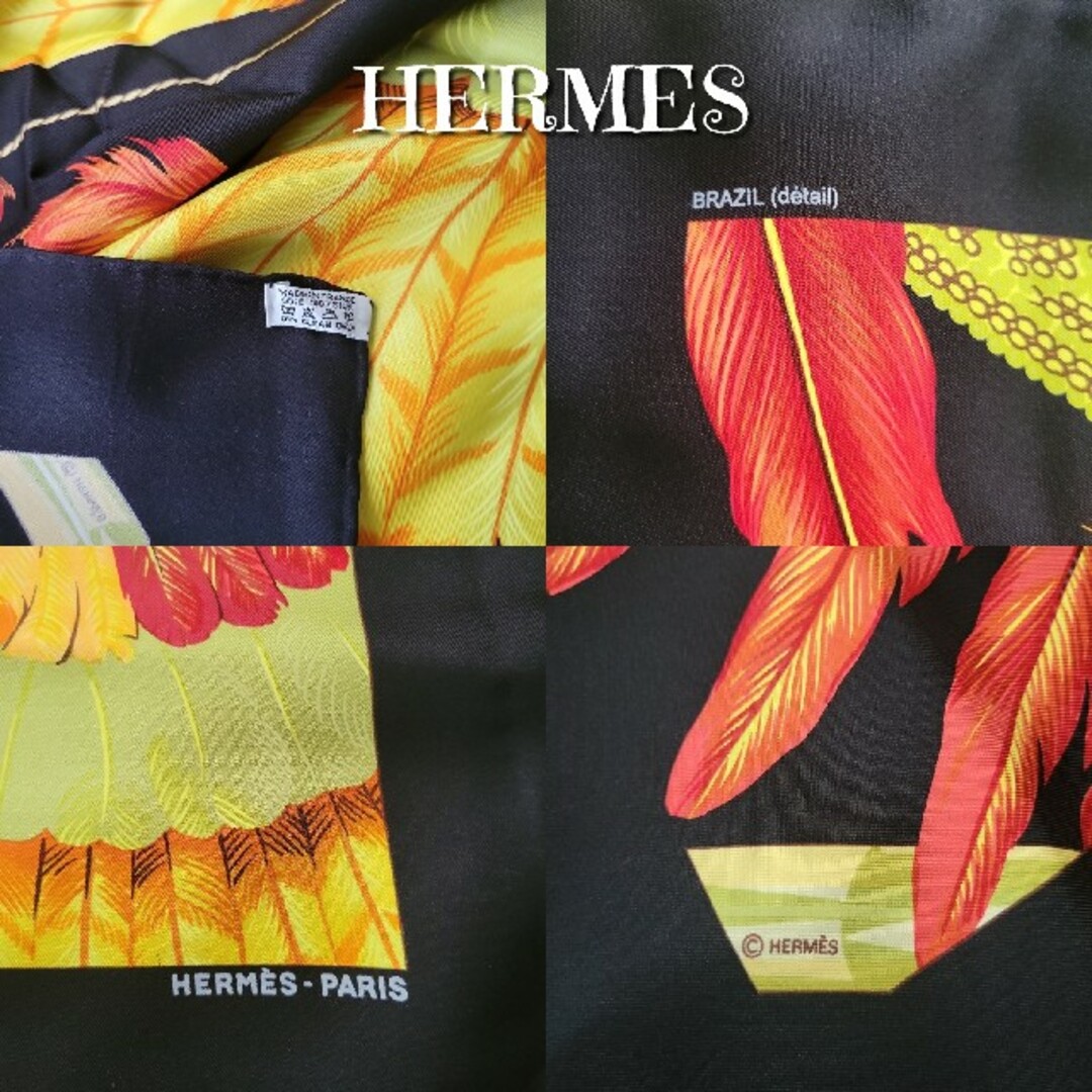 レア　稀少　HERMES　エルメス　シルク　スカーフ　カレー　90 8