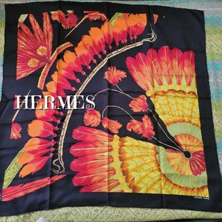 エルメス(Hermes)のレア　稀少　HERMES　エルメス　シルク　スカーフ　カレー　90(バンダナ/スカーフ)