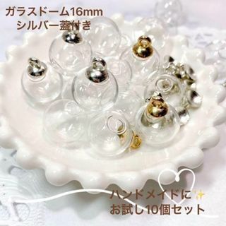 大人気　ガラスドーム　蓋付き　シルバー　10個セット　ハンドメイド(各種パーツ)