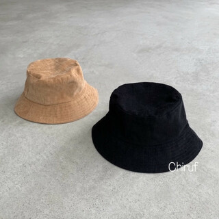 コーデュロイ バケットハット 黒 帽子 レディース ファッション 小物 韓国(ハット)