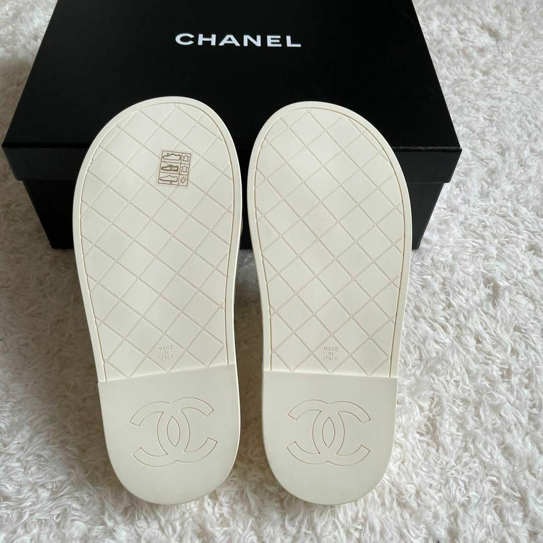 定番入荷 新品 CHANEL サンダル ホワイト 37 箱付き - 通販
