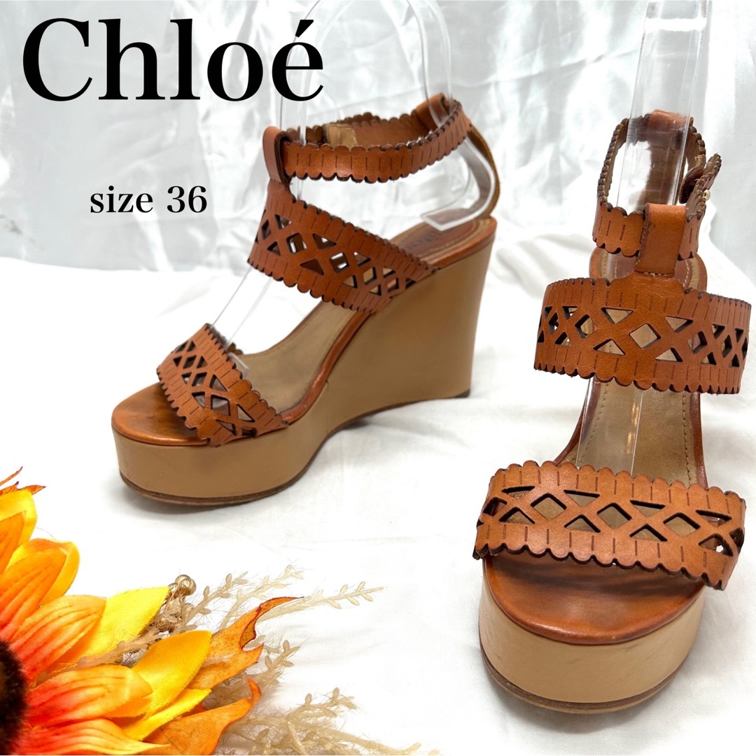 Chloe   人気♪クロエ 厚底サンダル ウェッジソール レザーストラップ