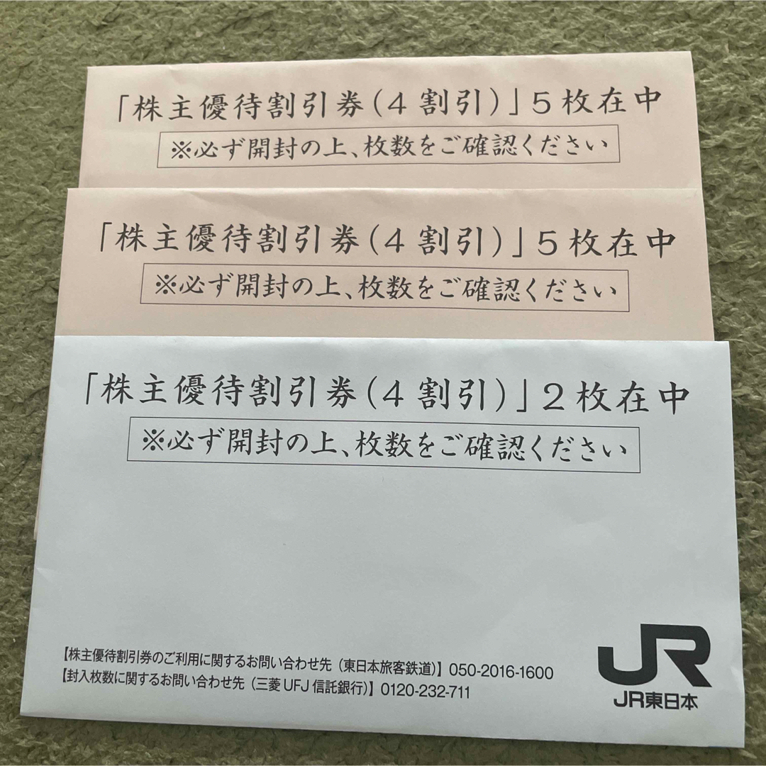 JR(ジェイアール)の【最新】JR東日本 株主 優待券 割引券12枚 有効期限2024年6月30日  チケットの乗車券/交通券(鉄道乗車券)の商品写真