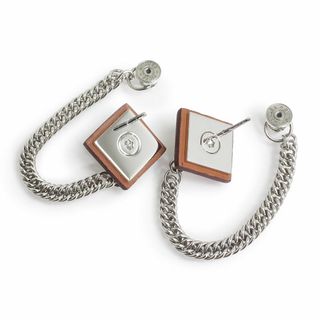 エルメス HERMES ループ PM ピアス ヴォースイフト レザー アルミニウム ゴールド ブラウン 茶 箱付 HERMES（新品・未使用品）