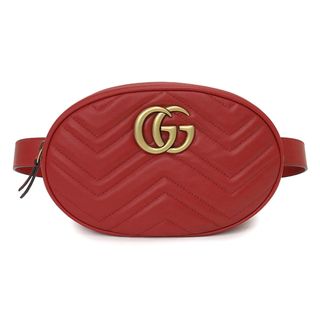 グッチ(Gucci)のグッチ GGマーモント ベルト ボディバッグ ウエストポーチ キルティングレザー HIBIS RED レッド 赤 491294 GUCCI（新品・未使用品）(ボディバッグ/ウエストポーチ)