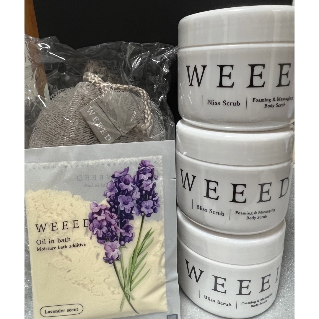 ☆新品未使用☆ WEEED ブリススクラブ 3個 泡立てネット・入浴剤付きの ...