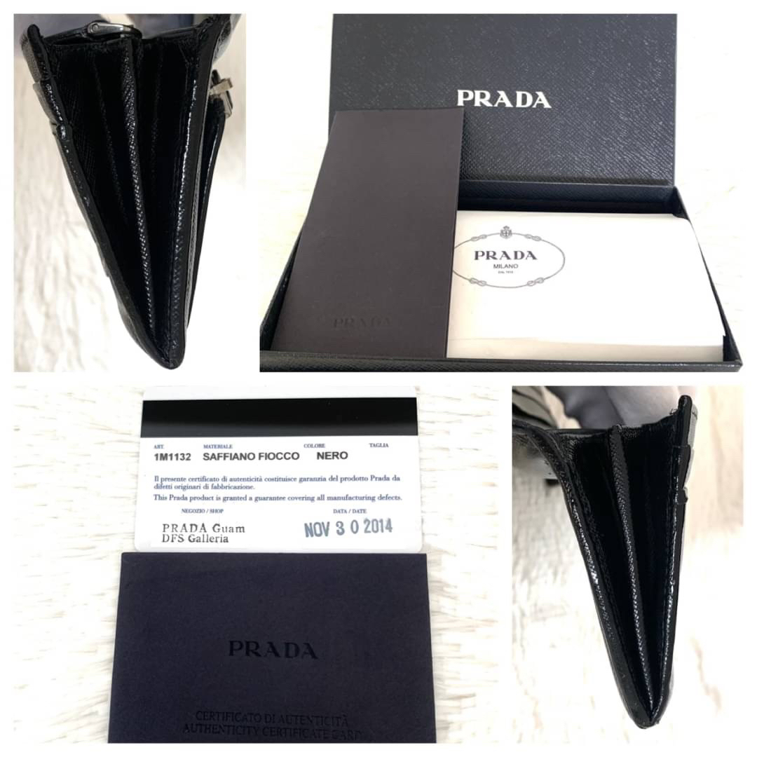 PRADA - 美品☆プラダ サファイアーノレザー 長財布 三角プレート 折り