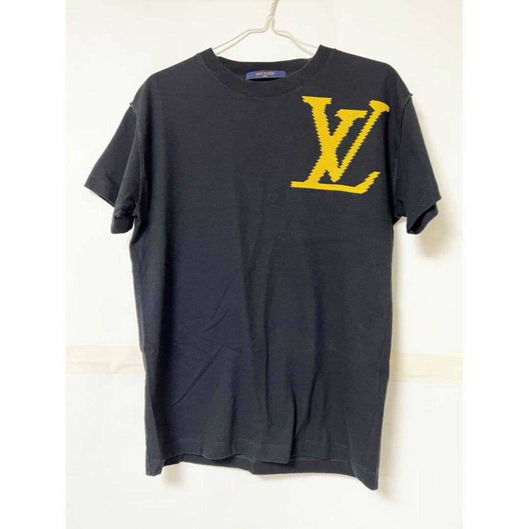 美品 ルイヴィトン 20年製 LVロゴ刺しゅう 半袖Ｔシャツ メンズ 黄色 XXL カットソー LOUIS VUITTON