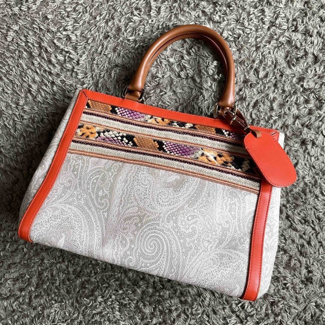 ETRO - 希少品 美品 エトロ PVC×レザー×パイソン ペイズリー柄 ...