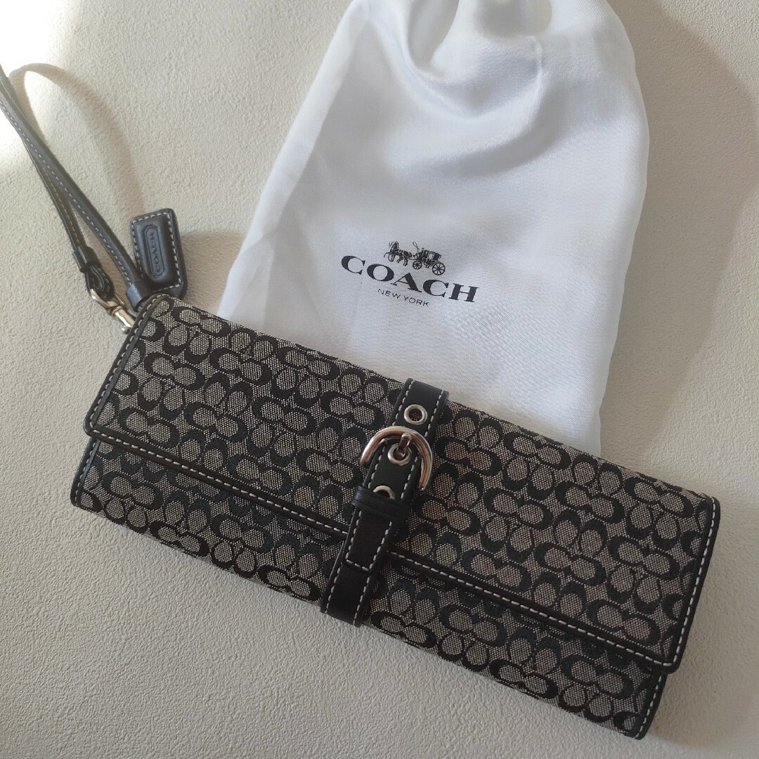 COACH - 【未使用】COACH シグネチャー 長財布 キャンバス 総柄 保存袋