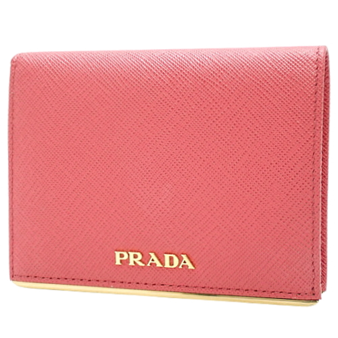 PRADA  プラダ　サフィアーノ　レザー　二つ折り財布　金ロゴ　淡いピンク