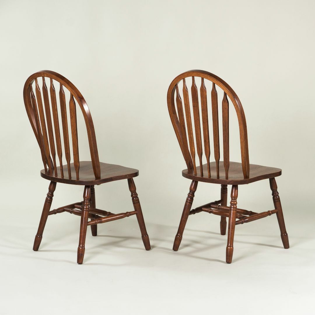 英国クラシックスタイル ボウバック ウィンザーチェア ラバーウッド材 2脚セット インテリア/住まい/日用品の椅子/チェア(ダイニングチェア)の商品写真