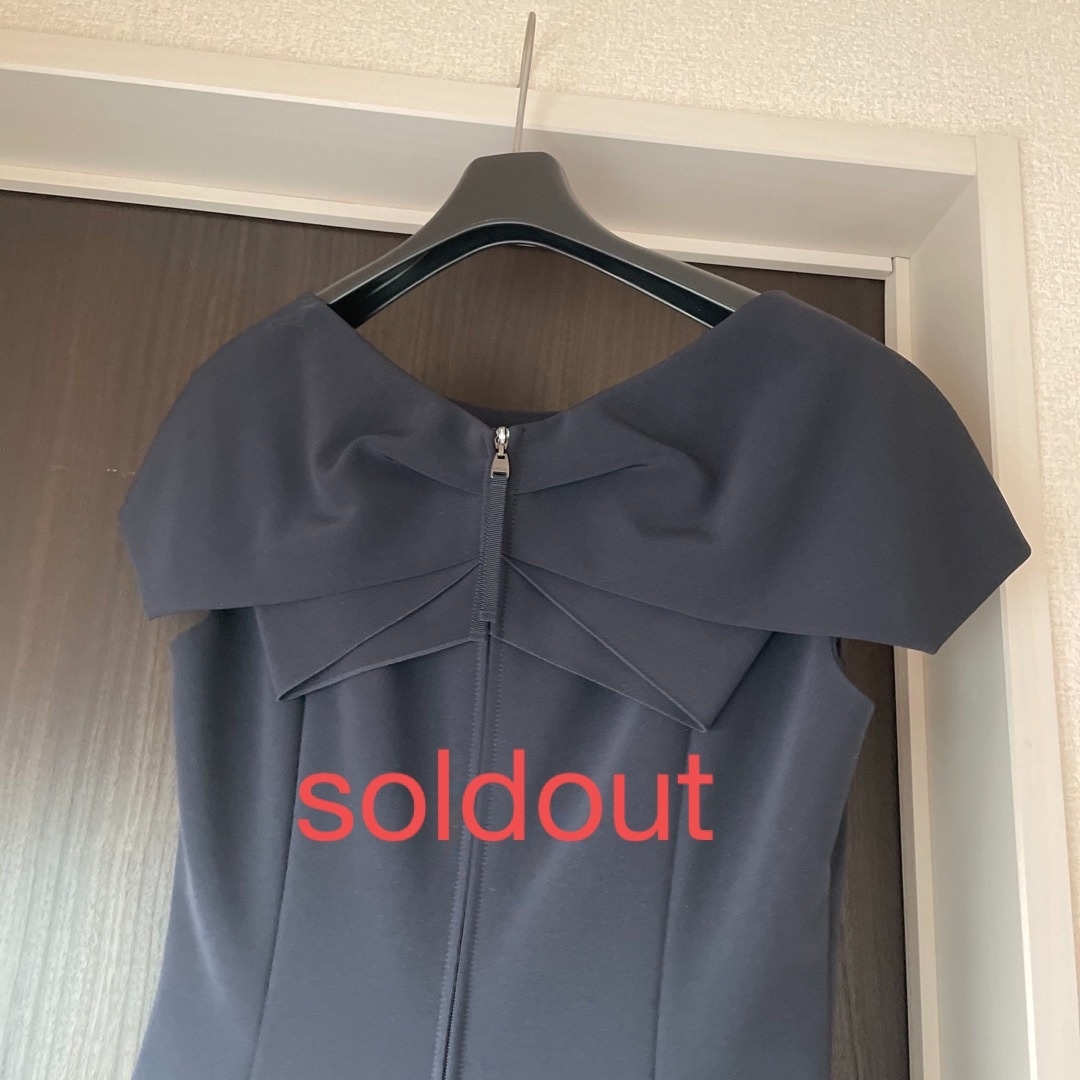 極美品】フォクシー バックリボン ワンピース 濃紺 38-