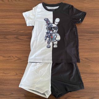 新品:男の子幼児　漫画グラフィックカラーブロックTシャツ&ショーツセット(Tシャツ/カットソー)