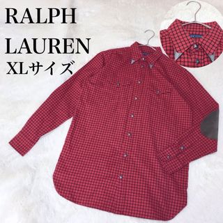 ラルフローレン(Ralph Lauren)の希少 大きいサイズ ラルフローレン レザー 切り替え シャツ 金具 チェック (シャツ/ブラウス(長袖/七分))