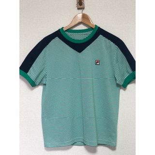 フィラ(FILA)のFILA スポーツウェア　Tシャツ　テニス　緑　半袖　ボーダー(ウェア)