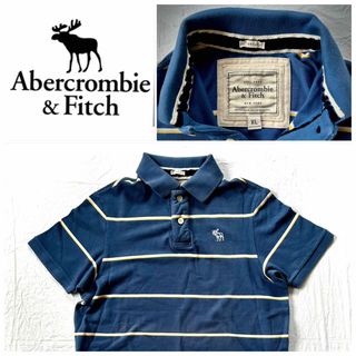 アバクロンビーアンドフィッチ(Abercrombie&Fitch)のAbercrombie & Fitchボーダー柄 半袖ポロシャツ XL【美品】(ポロシャツ)