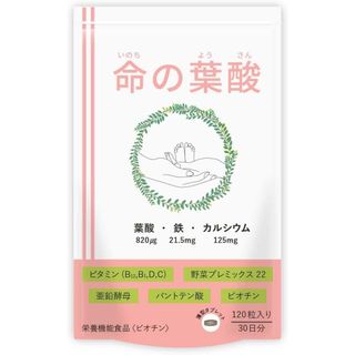 葉酸サプリ 妊婦 妊娠 妊活 命の葉酸 820μg 無添加 120粒 飲みやすい(その他)