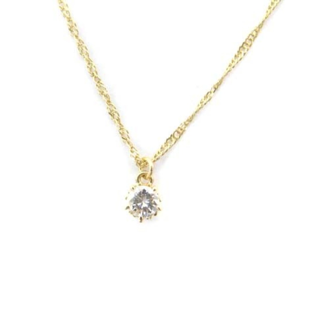 アガット ネックレス K18 ダイヤモンド 0.1ct イエローゴールド ■SH